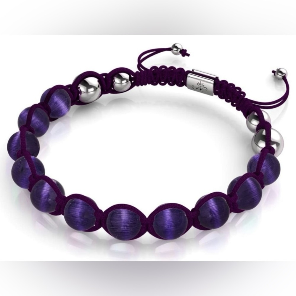 💜🩶 NOGU Purple Silver Cheshire Glass Charmballa Bracelet 🩶💜